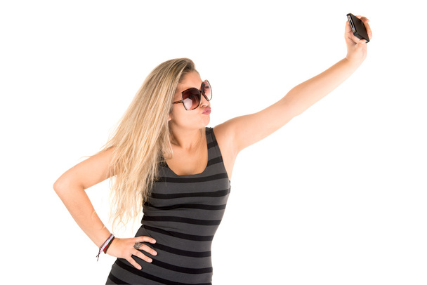 Frau macht "Selfie"" - Foto, Bild