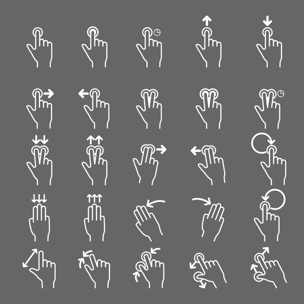 touch gesztusok vonal ikonok beállítása - Wektor, obraz