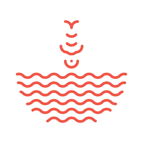 Peces saltando del logotipo de las olas de agua. Logotipo Poke bowl - Vector, imagen
