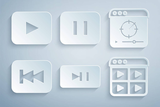 Set Pause button, Online play video, Rewind, Music playlist, and Play icon. Vector - Vektori, kuva