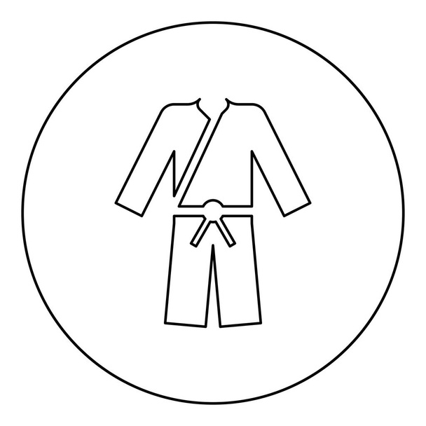 Sport Kimono Japanse slijtage icoon in cirkel ronde zwarte kleur vector illustratie solide outline stijl eenvoudige afbeelding - Vector, afbeelding
