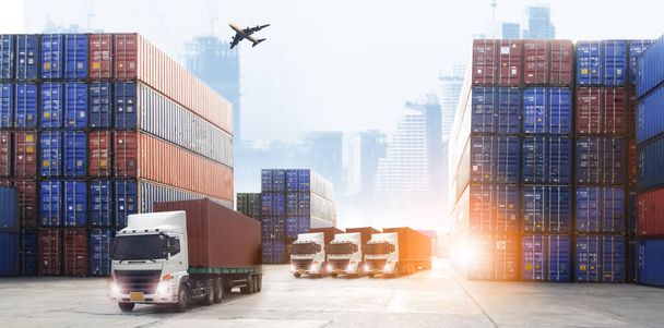 Logistik-Hintergrund für Liefergeschäft oder Transportindustrie - Foto, Bild
