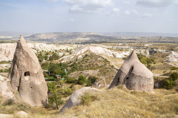 Unique majestic geological rock formations in famous Cappadocia, Turkey - Foto, Imagen