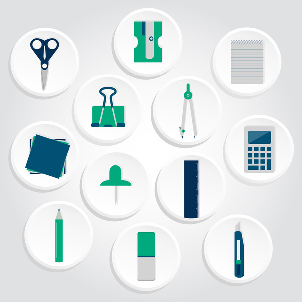 Icons of office supplies - Vector, Image