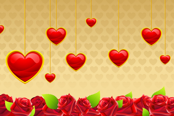 Cartão Valentine com corações pendurados
 - Vetor, Imagem