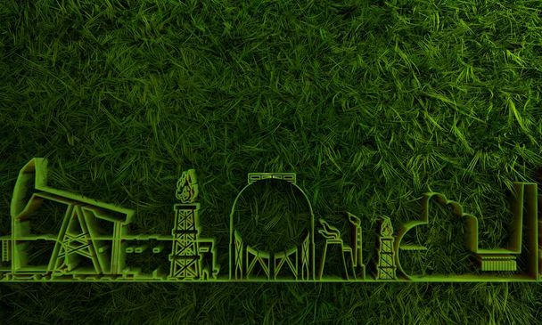 Energy and power icons set with green grass - Valokuva, kuva