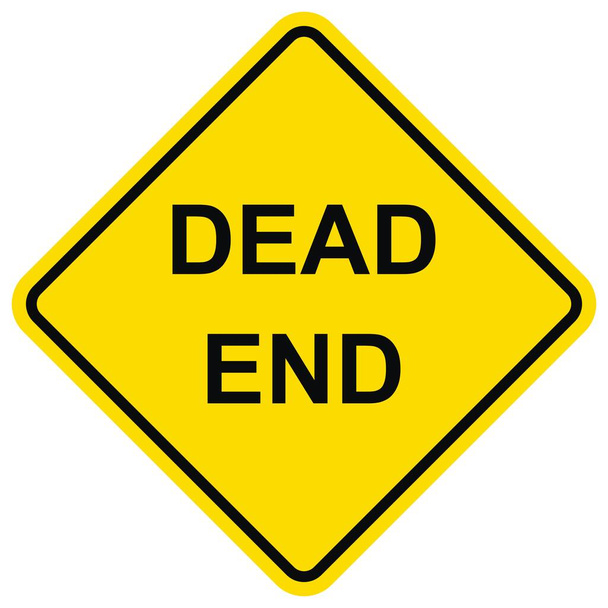 白い色の背景に黄色のロンバスのシンボル、道路ボード、ラベル、バナーなどの要素を隔離されたデッドエンド警告記号。平面ベクトル設計 - ベクター画像