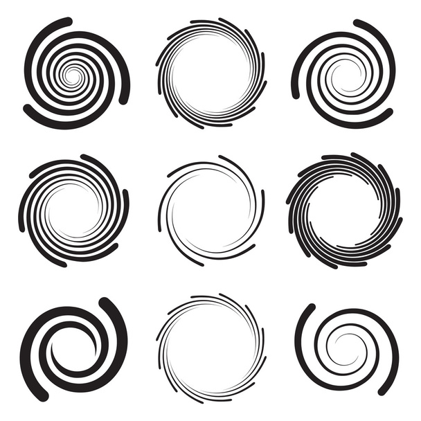 Colección de espirales de arte óptico con bordes redondeados
 - Vector, Imagen