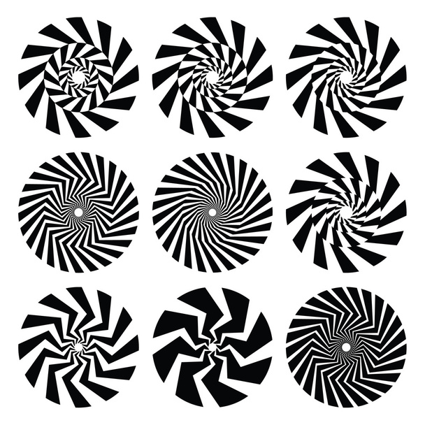 Colección de espirales angulares de arte óptico sin curvas
 - Vector, imagen