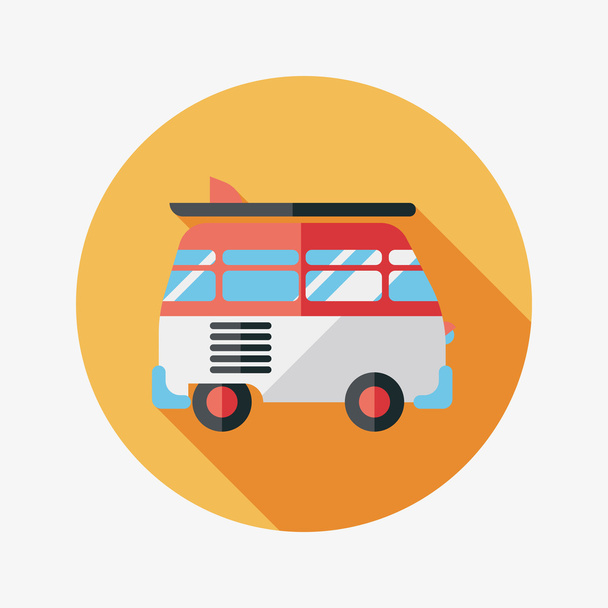 Transportation bus flat icon with long shadow - Wektor, obraz