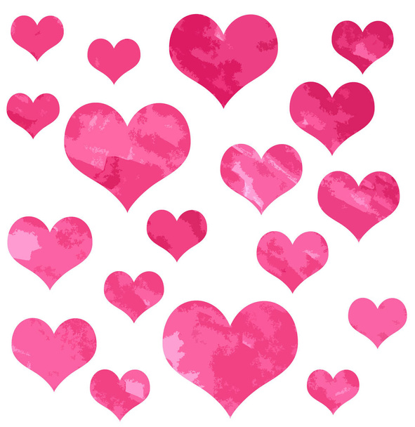 White background with pink hearts of different sizes - Foto, Imagem