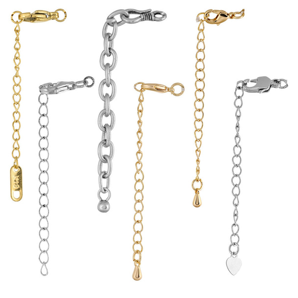 Un conjunto de cerraduras de oro y plata para cadenas de joyería y pulseras. Para diseñadores y diseños aislados en blanco - Foto, imagen