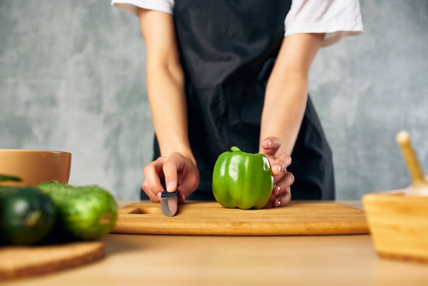 housewife Cooking healthy eating cutting board - Φωτογραφία, εικόνα