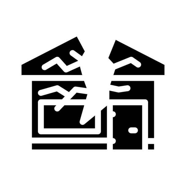 abgestürzte Haus Glyphe Symbol Vektor Illustration - Vektor, Bild