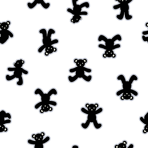 Seamless pattern of simple and cute bear illustration, - Vektori, kuva