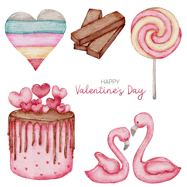 Valentine süßes Dessert Aquarell - Foto, Bild