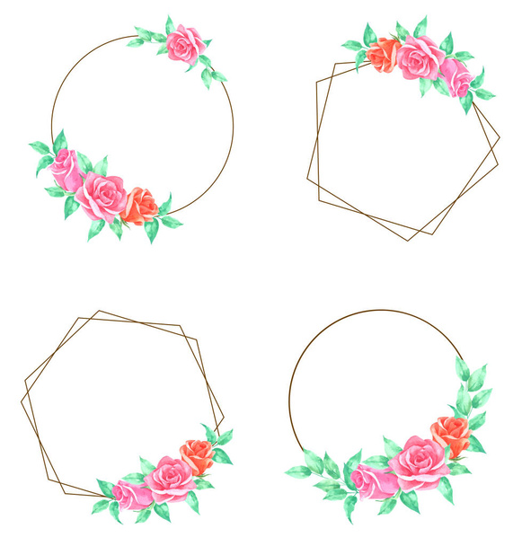 Flower wreath watercolor isolated on white background - Vector, imagen