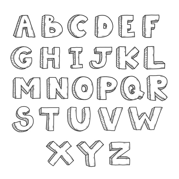 alfabet met de hand getrokken collectie - Vector, afbeelding