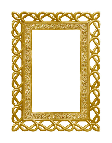 Golden heart frame for paintings, mirrors or photo isolated on white background - Photo, Image