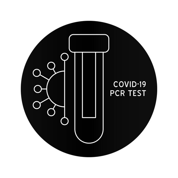 Covid-19 PCR Virus Test Vektor Line Icon. Medizinische Laboranalysen umreißen das Logo. Piktogramm Webdesign isolierte Illustration. DNA-Labor-Abstrichset. - Vektor, Bild