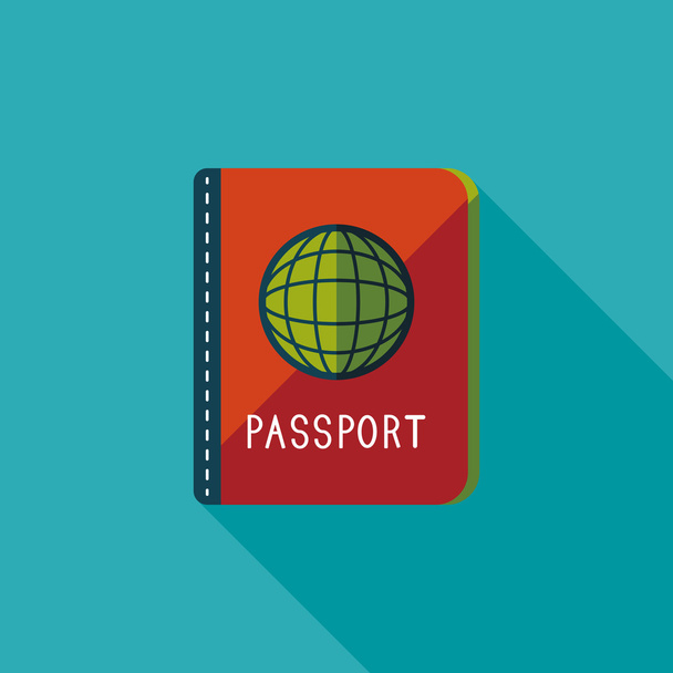 paszport ikona, ikona płaski długi cień - Wektor, obraz
