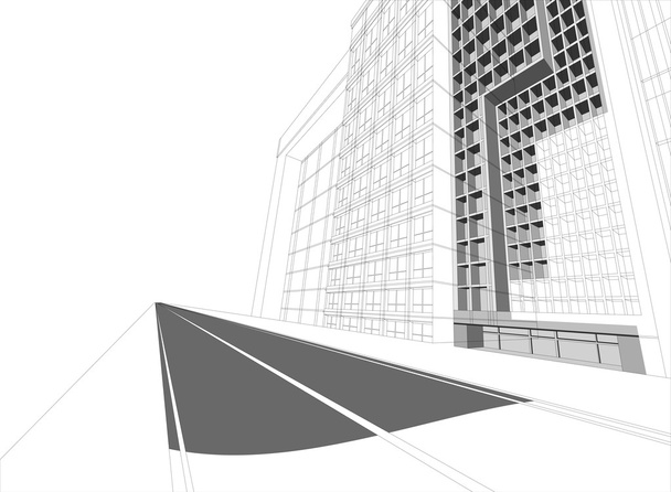 Edificio Wireframe paisaje urbano
 - Vector, Imagen