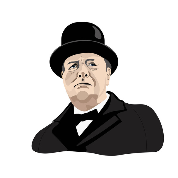 Vektori muotokuva Winston Churchill yllään hattu - Vektori, kuva