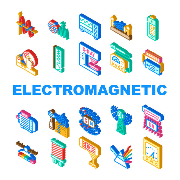 Icone di fisica elettromagnetica Set vettoriale - Vettoriali, immagini