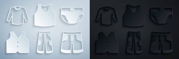 Set Broek, Heren onderbroek, vest, Korte of, Onderhemd en Trui icoon. Vector - Vector, afbeelding