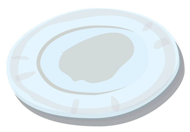 White ceramic plate. Dishes. Vector stock illustration isolated on white background. - Vektör, Görsel