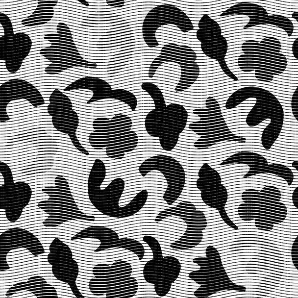 Senza soluzione di continuità floreale nero bianco tessuto a spina di pesce struttura in stile. Modello monocromatico bicolore anni 50. Moderno effetto tessitura tessile. Linea rotta maschile ripetizione stampa jpg - Foto, immagini