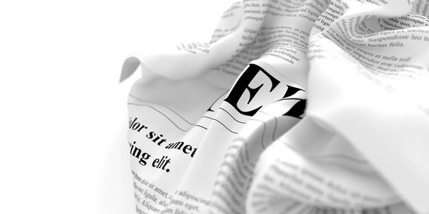 Abstract newspaper in a fluid shape, 3d rendering - Photo, Image