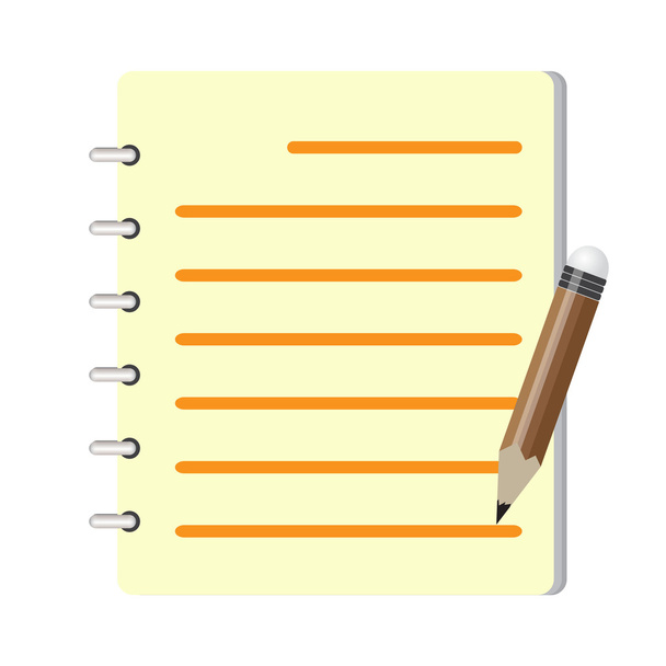 notepad with pencil - Vector, Image