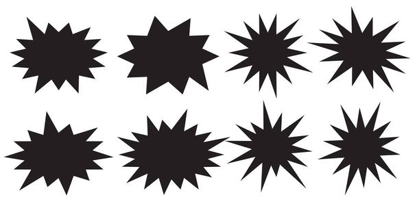 Conjunto de estrellas vectoriales, insignias de explosión solar. Juego de iconos aislados Starburst - Vector, Imagen