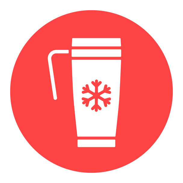 Icona del glifo vettoriale termo tazza da viaggio. Segno invernale. Simbolo grafico per viaggi e turismo sito web e apps design, logo, app, UI - Vettoriali, immagini