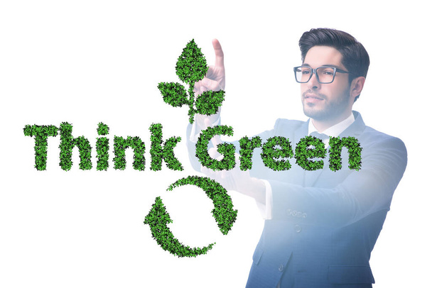 Подумайте про екологічну концепцію зеленого з бізнесменом
 - Фото, зображення