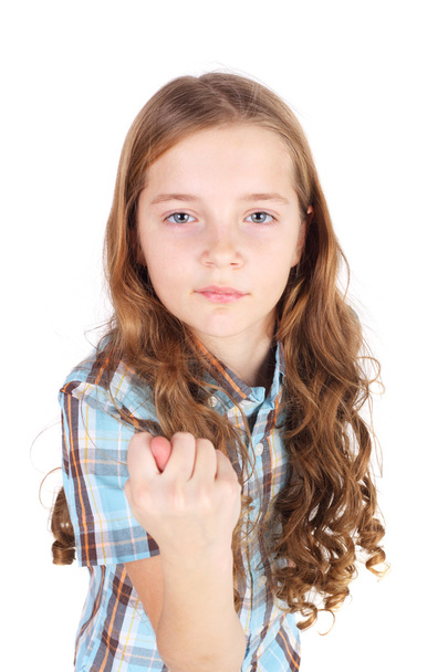 Little girl gesturing a fico - Fotó, kép