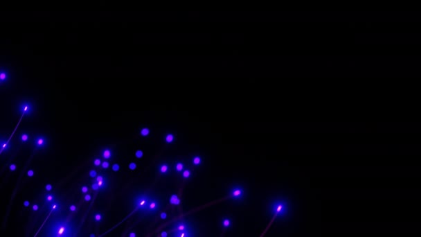 Abstrait blue purple particles Simulation. Lignes lumineuses et particules de lumière sur fond sombre. 3d rendu. - Séquence, vidéo