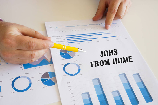 Liiketoiminnan käsite tarkoittaa Jobs from HOME lauseen kaavio arkki. - Valokuva, kuva