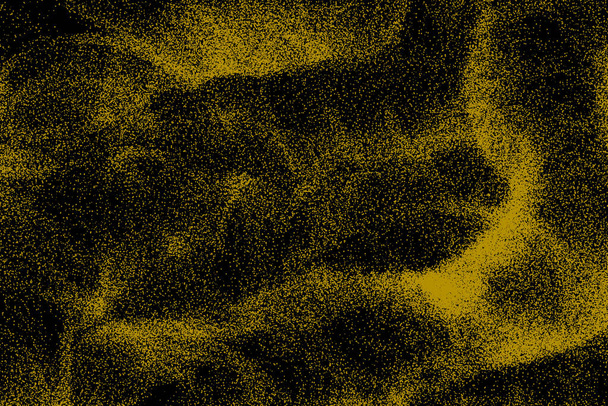 Goldene Partikel treiben im Wind vor schwarzem Hintergrund, Vektorhintergrund - Vektor, Bild