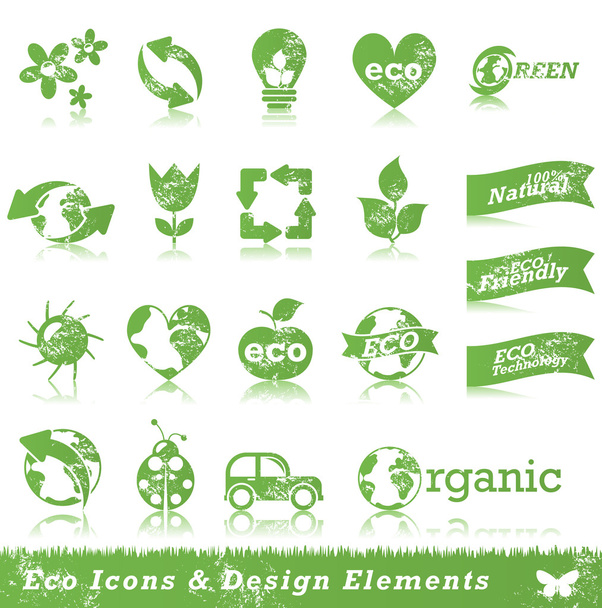 Grunge ecology design elements - Vetor, Imagem