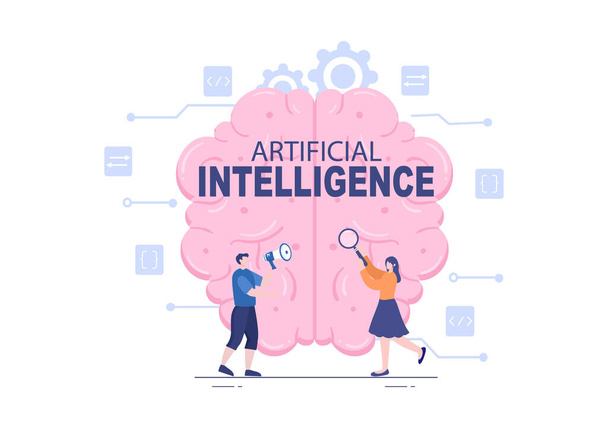 Intelligenza artificiale Digital Brain Technology and engineering Concept Con dati o sistemi di programmazione che possono essere impostati in un contesto scientifico. Illustrazione vettoriale - Vettoriali, immagini