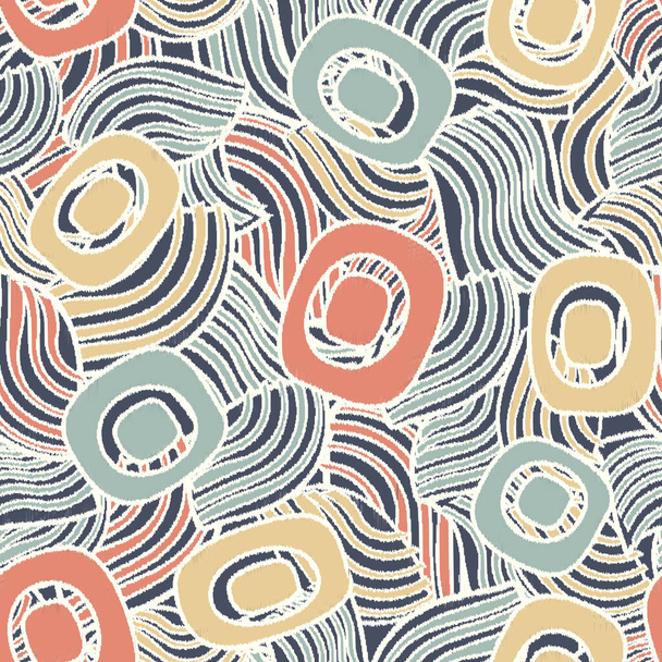 Seamless abstract pattern with geometric shapes and jumbled stripes - Vector, afbeelding