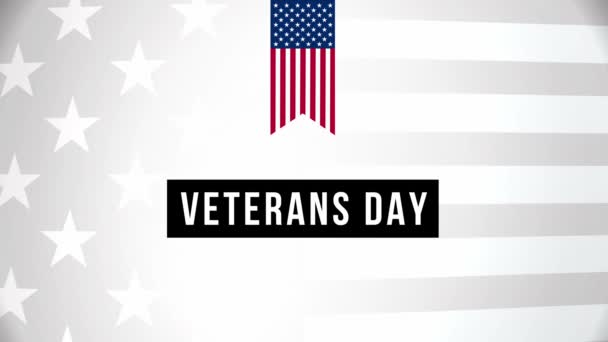 Dzień weteranów, uhonorowanie wszystkich, którzy służyli. Dziękuję za służbę weteranom. Elementy bandery amerykańskiej i tło - Materiał filmowy, wideo