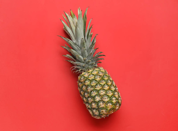 Ripe pineapple on color background - Photo, Image