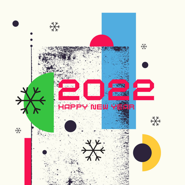 Hintergrund ist die Aufschrift "Frohes neues Jahr 2022". Vektordarstellung im flachen Stil. - Vektor, Bild