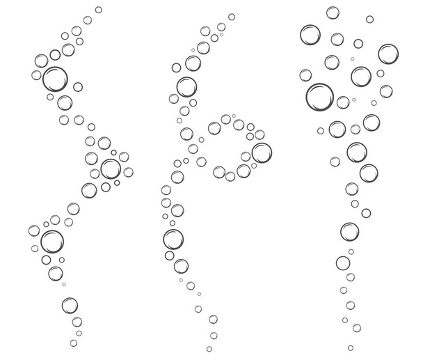 Bubbles of fizzy drink, air or soap. Vertical streams of water. Outline vector illustration. - Vector, Image