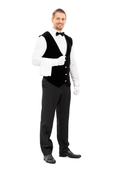 Professional waiter with towel - Фото, зображення