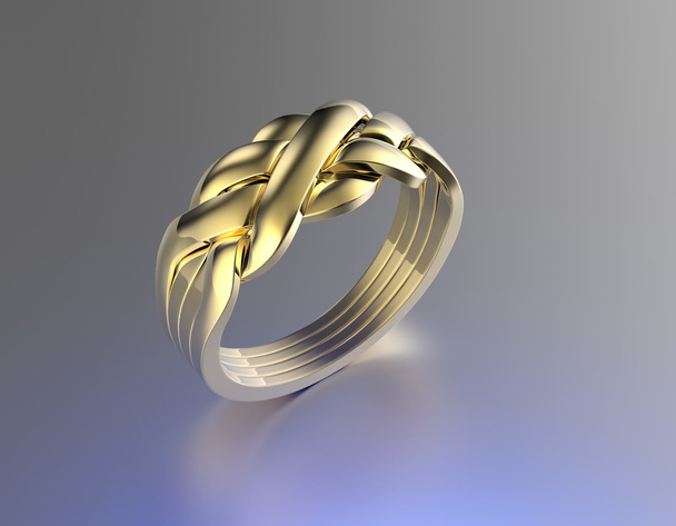 Golden Ring with ornament - Photo, Image