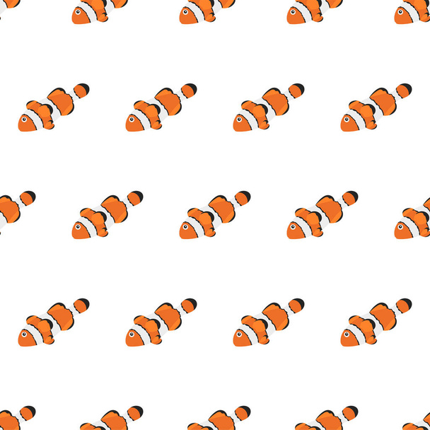 Sea animal seamless pattern with clownfish. Undersea world habitants print - Vector, Image